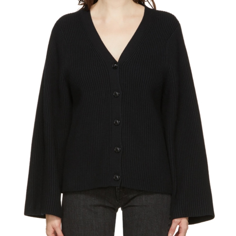 Toteme Lambswool Ribbed Knit Cardigan